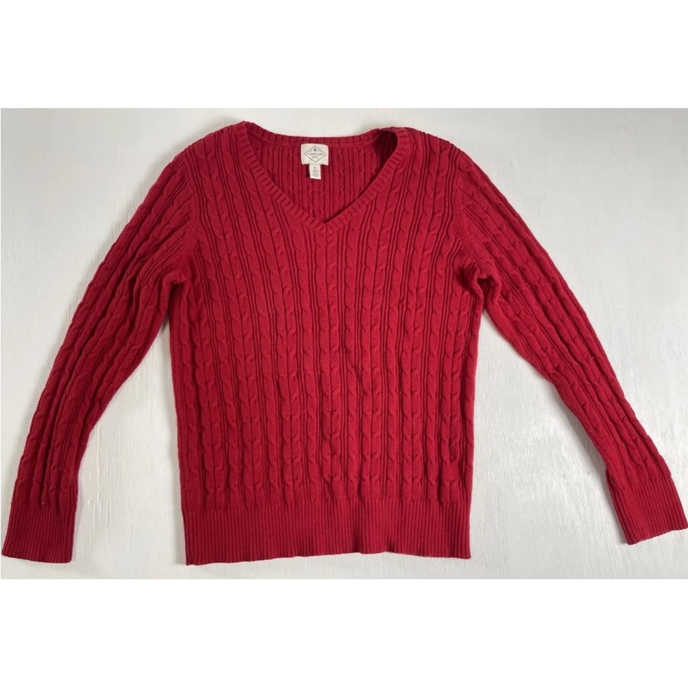 Gorgeous St Johns‎ Bay Cotton
Women's XL Red Cable Knit V-Neck
Pullover Sweater